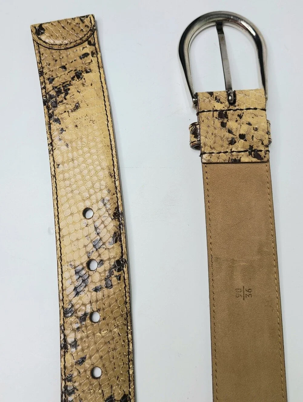 Miu Miu Made In Italy Tan Black Snakeskin Genuine Leather Belt